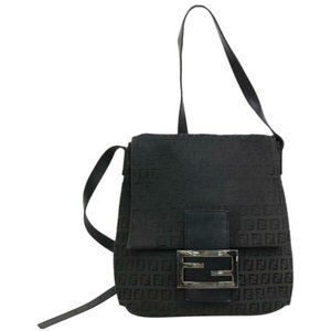 Fendi Crossbody Mamma Forever Black Zucchino Print Canvas And Leather